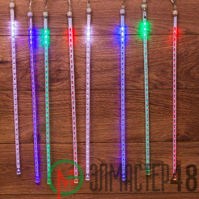 Электроукрашение "Тающая сосулька" 8х30LED 0.5м 220В IP44 мульти.; черн. провод NEON-NIGHT 256-319-6