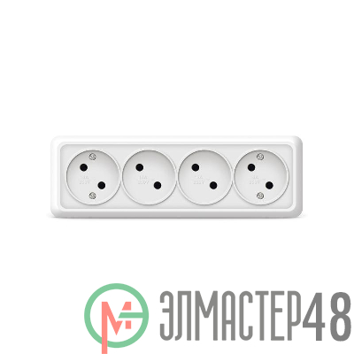 Розетка 4-м ОП Олимп без заземл. бел. UNIVersal 1162