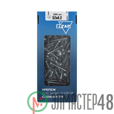 Саморез для тонкого метал. листа со сверлом 4.2х32 (уп.200шт) коробка Tech-Krep 102152
