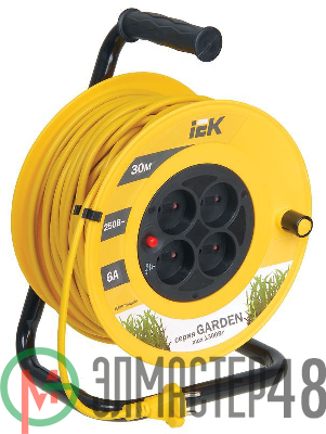 Удлинитель на катушке 4х30м без заземл. 6А IP20 УК30 "Garden" с термозащ. 2х0.75 ИЭК WKP23-06-04-30