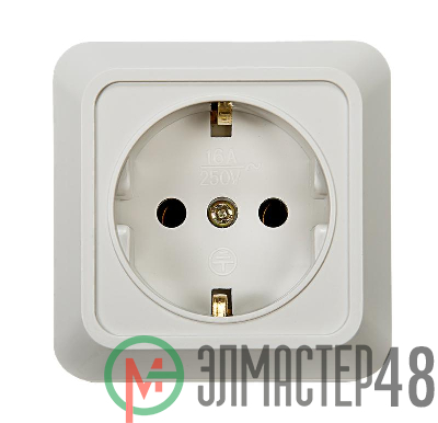 Розетка 1-м BOLLETO с заземл. накл. 7028 бел. ASD / IN HOME 4680005959792