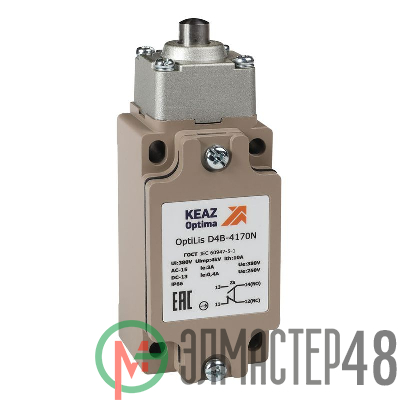 Выключатель концевой OptiLiS D4B-4170N толкатель метал. EN 50041 XCKJ161H29 КЭАЗ 365332