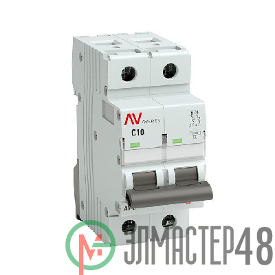Выключатель автоматический модульный 2п C 10А 6кА AV-6 AVERES EKF mcb6-2-10C-av
