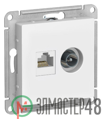 Розетка компьютерная + телевизионная 2-м AtlasDesign RJ45 кат.5E лотос SE ATN001389