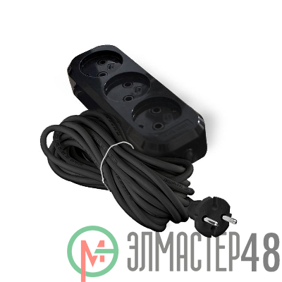 Удлинитель 3х5м без заземл. 10А IP20 Е-202 ПВС 2х0.75 АБС-пластик черн. UNIVersal 2166
