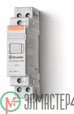 Контактор модульный 1NO + 1NC 20А AgSnO2 24В DC 17.5мм IP20 FINDER 222390244000