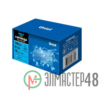 Гирлянда LED ULD-S1000-100/DTA BLUE IP20 10м 100 диодов син. свет провод прозр. Uniel UL-00007197