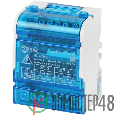 Шины на DIN-рейку NO-224-15 в корпусе (кросс-модуль) ШНК 4х7 3L+PEN (74/1554) ЭРА Б0043933