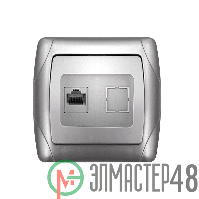 Розетка компьютерная 1-м СП Маргарита RJ45 серебр. UNIVersal М0035-S