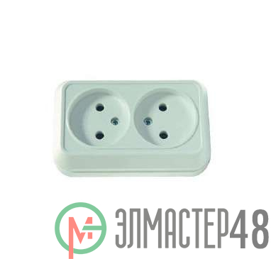 Розетка 2-м ОП 16А IP20 без заземл. бел. Makel 45117