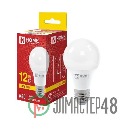 Лампа светодиодная LED-A60-VC 12Вт 230В E27 3000К 1080Лм IN HOME 4690612020235