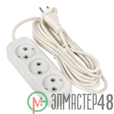 Удлинитель 3х5м без заземл. 10А IP20 Эксперт 2.2кВт ПВС 2х0.75 PROxima EKF UBA10-275-3-05
