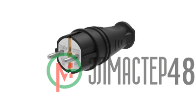 Вилка MultiSet 2К+З 16А/250В IP44 прямая каучуковая черн. SE MST4001BK