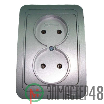 Розетка 2-м СП Mimoza 16А IP20 без заземл. серебр./серебр. Makel 23417