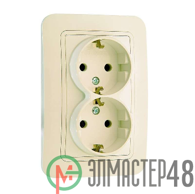Розетка 2-м СП Lillium 16А IP20 с заземл. крем./крем. Makel 70282