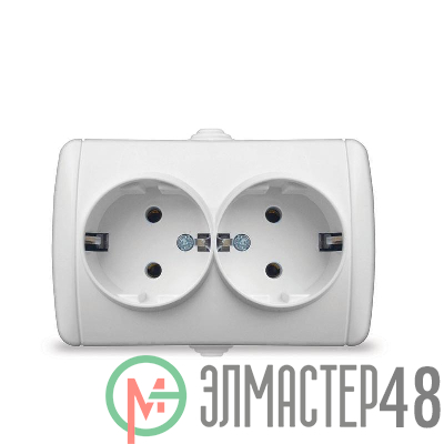 Розетка 2-м ОП Клио 16А IP44 с заземл. бел. UNIVersal К2231