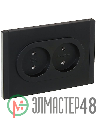 Розетка 2-м СП FORTE&PIANO FP126 10А без заземл. без защ. шторок безвинт. крепл. черн. IEK FP-R20-10-1-K02