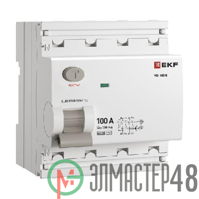 Выключатель дифференциального тока 4п 100А 300мА тип AC 6кА ВД-100N электромех. PROxima EKF E1046M100300
