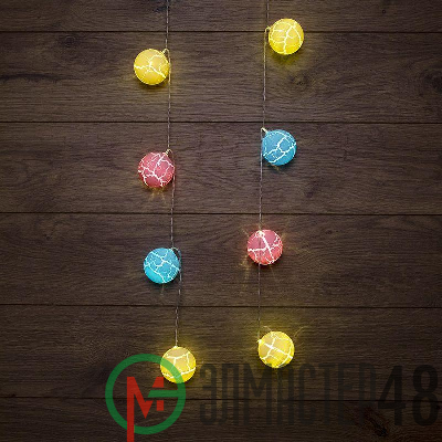 Гирлянда светодиодная "Карамельки" 1.5м 10LED тепл. бел. провод прозр. питание 2хAA (батарейки не в комплекте) Neon-Night 303-082
