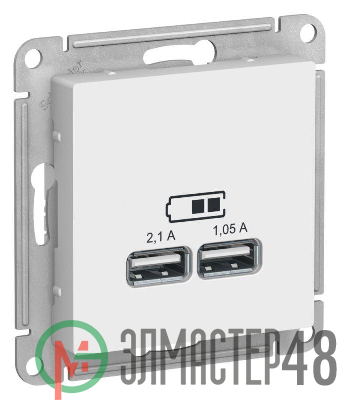 Розетка USB AtlasDesign тип A+A 5В/2.1А 2х5В/1.05А механизм лотос SE ATN001333