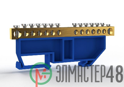 Шина нулевая на DIN-изоляторе 6х9мм 14 отвер. латунь TOKOV ELECTRIC TKE-BCB-69-14-DIN/N