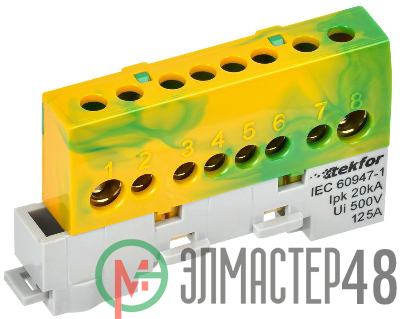 Шина PE "земля" изол. на универс. держ. 8х12-8-ЖЗ TEKFOR IEK TF-NN20-08-KL-K52