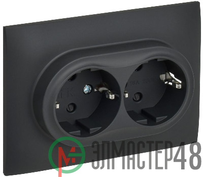 Розетка 2-м SKANDY 16А с заземл. защ. штроки в сборе SK-R07G графит IEK SK-R24-16-K53-F