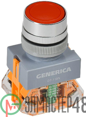 Кнопка D7-11BN d22мм 1НО+1НЗ красн. GENERICA BBT50-11BN-3-22-K04-G