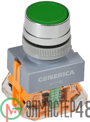 Кнопка D7-11BN d22мм 1НО+1НЗ зел. GENERICA BBT50-11BN-3-22-K06-G