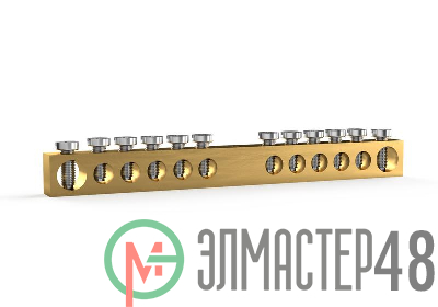 Шина PEN "земля-ноль" 6х9мм 12 отвер. латунь TOKOV ELECTRIC TKE-BCB-69-12-N/PEN