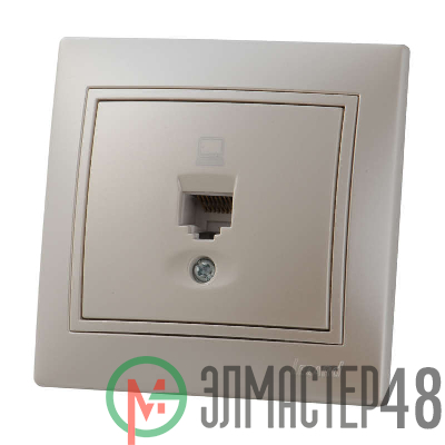Розетка компьютерная 1-м СП Мира RJ45 жемчуж. бел. перламутр Lezard 701-3030-139