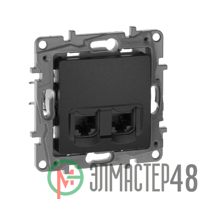 Механизм розетки комп. СП Etika RJ45 + RJ45 CAT.5E UTP антрацит Leg 672655