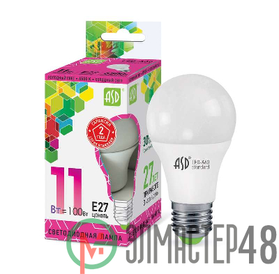 Лампа светодиодная LED-A60-standard 11Вт грушевидная 230В E27 6500К 990Лм ASD 4690612014197