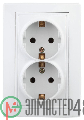 Розетка СП Plano 2х2P+E Schuko 1-205-01 16А-250В IP20 бел. Intro Б0027615