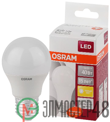 Лампа светодиодная LED STAR CLASSIC A 40 5.5W/827 5.5Вт грушевидная 2700К тепл. бел. E27 470лм 220-240В матов. пласт. OSRAM 4052899971516