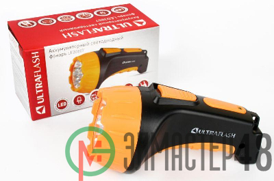 Фонарь LED 3807 (аккум 220В черн/жел. 7 LED; 2 режима SLA пласт. короб) Ultraflash 9216