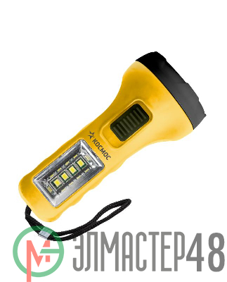 Фонарь ручной 0.5ВтLED+4SMD(1Вт) 1xAA корпус ABS-пластик ремешок ручной КОСМОС KOC119B
