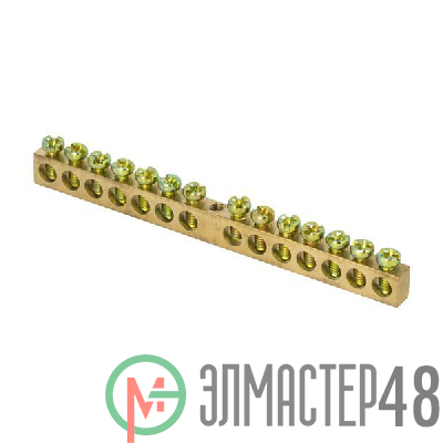Шина PEN "ноль-земля" 6х9 14 отвер. латунь крепеж по центру PROxima EKF sn0-63-14