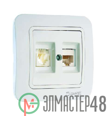 Розетка компьютерная + телефонная 2-м СП Lillium TF кат.5E 16А IP20 евро стандарт бел./бел. Makel 70037