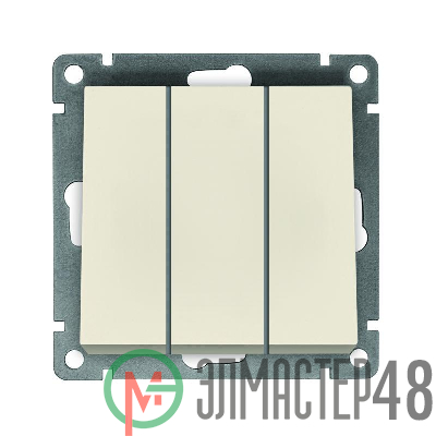 Выключатель 3-кл. СП Афина 10А IP20 механизм сл. кость (ivory) Universal A0043-I