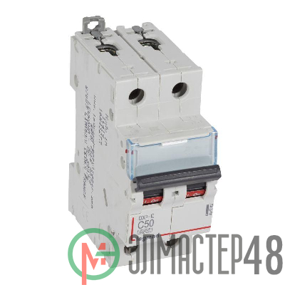 Выключатель автоматический модульный 2п C 50А 6кА DX3-E 6000 2мод. 230/400В Leg 407282