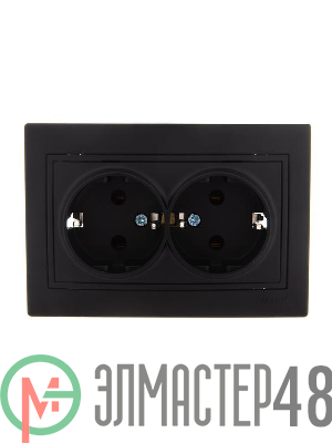 Розетка 2-м СП Мира 16А IP20 с заземл. керам. черн. бархат LEZARD 701-4242-127