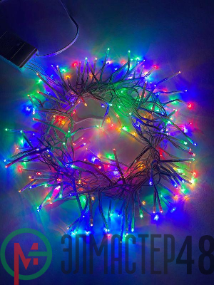 Гирлянда светодиодная "Мишура" 3м 200LED 220В IP20 прозр. провод мультиколор ЭРА Б0047972