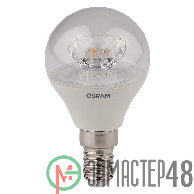 Лампа светодиодная LED STAR CLASSIC P 40 5.4W/830 5.4Вт шар 3000К тепл. бел. E14 470лм 220-240В прозр. пласт. OSRAM 4052899971622
