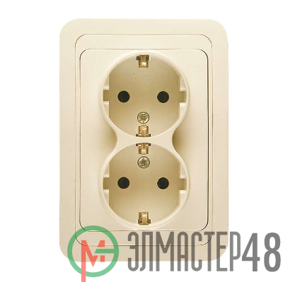 Розетка 2-м СП Mimoza 16А IP20 с заземл. крем/крем Makel 25082