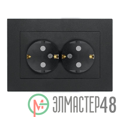 Розетка 2-м СП Афина 16А IP20 с заземл. защ. шторки в сборе графит Universal A0050-Gr