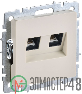 Розетка компьютерная двойная СП RJ45 кат.5E BRITE РК10-2-БрКр беж. IEK BR-K20-1-K10