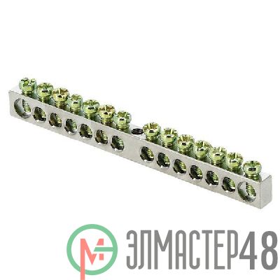 Шина PEN "ноль-земля" 6х9 14 отв. никель крепеж по центру PROxima EKF sn1-63-14