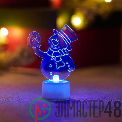 Фигура светодиодная "Снеговик с подарком 2D" на подставке RGB Neon-Night 501-054