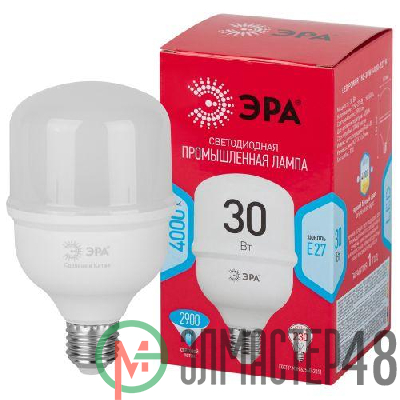 Лампа светодиодная высокомощная RED LINE LED POWER T80-30W-4000-E27 R 30Вт Т80 колокол 4000 К нейтр. бел. E27 2900лм Эра Б0063849